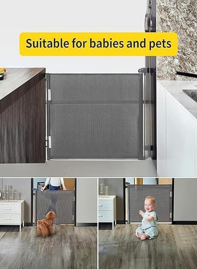 Shrevi Retractable Baby Gate, Extra Wide Safety Kids or Pets Gate,Tall Extends Wide, Mesh Safety Dog Gate for Stairs, Indoor, Outdoor, Doorways, Hallways (Grey, 33"x55") - Image 4